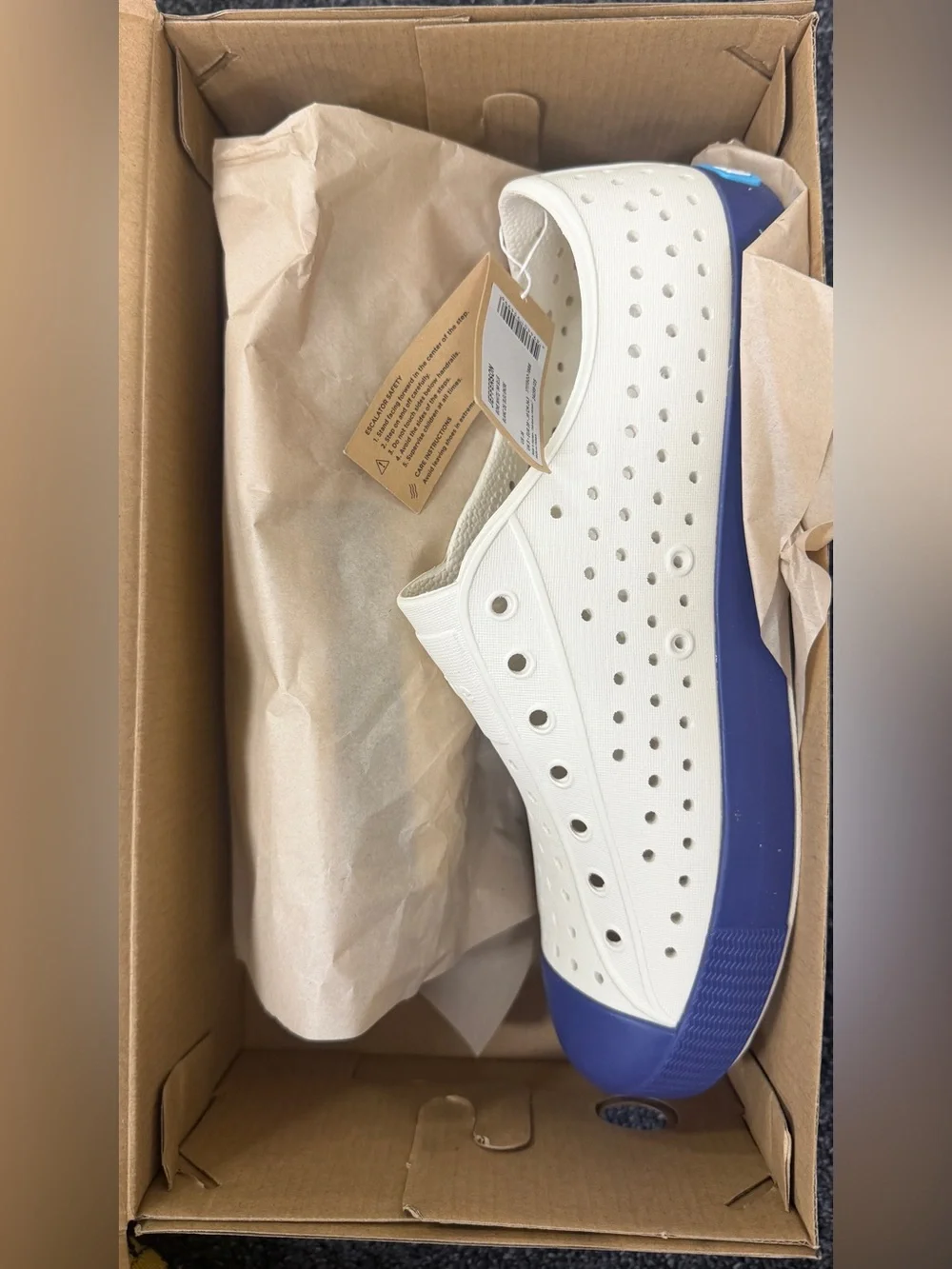 Native Shoes Kids' Jefferson Slip-On Shoe Color:Bone White/Ink Blue Sizes:J5, J6 - Picture 7 of 8